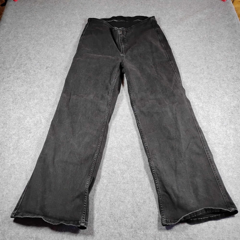 We The Free Free People Black Wide Leg Flare Jeans Size 32 High Rise Stretch